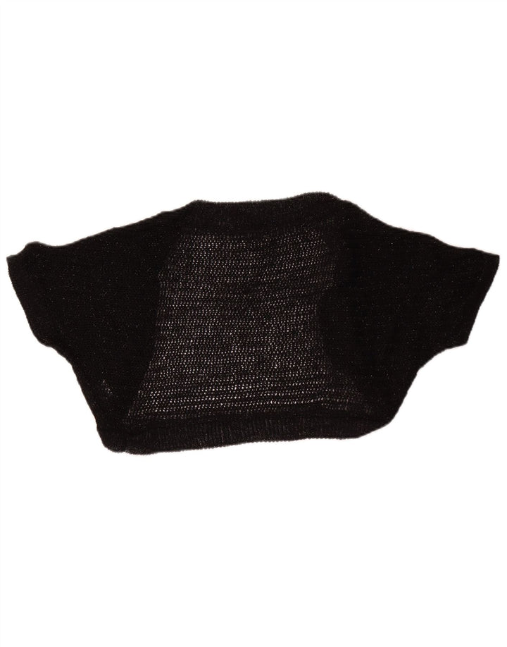 TOPSHOP Womens Crop Bolero Top UK 12 Medium Black Acrylic