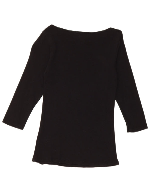 Zara Womens Top 3/4 Sleeve UK 8 Small Black Cotton