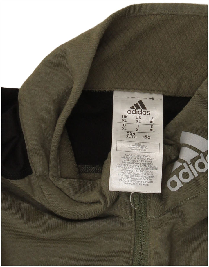 Adidas Herre Aeroready Zip Neck Pullover Tracksuit Top XL Khaki Colourblock