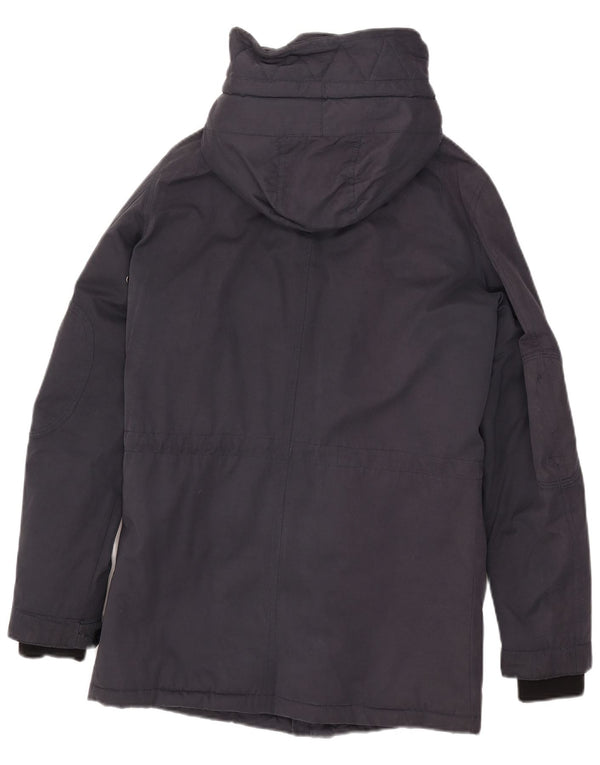 Fred Mello Herre Hooded Parka Jacket UK 36 Small Navy Blue Cotton