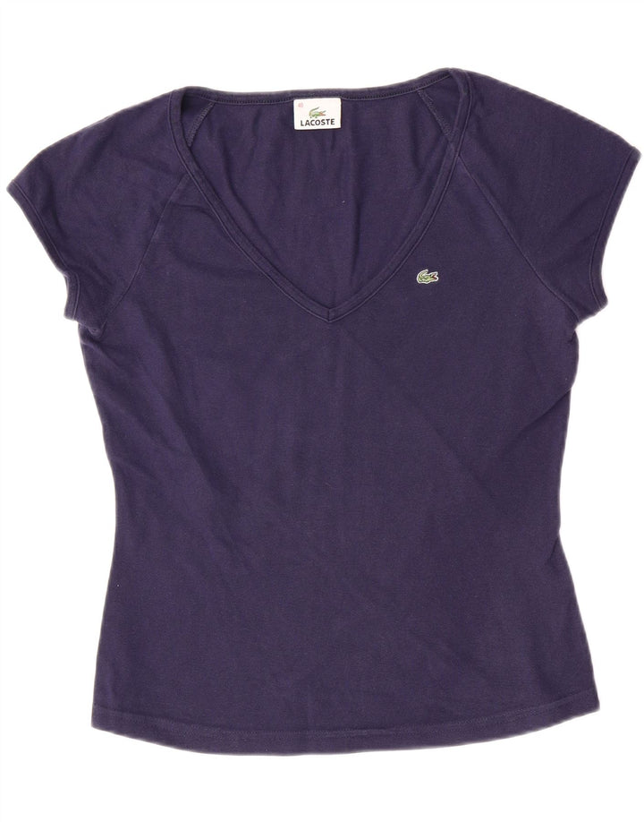 LACOSTE Womens T-Shirt Top Size 40 Medium Navy Blue Cotton Vintage Lacoste and Second-Hand Lacoste from Messina Hembry 