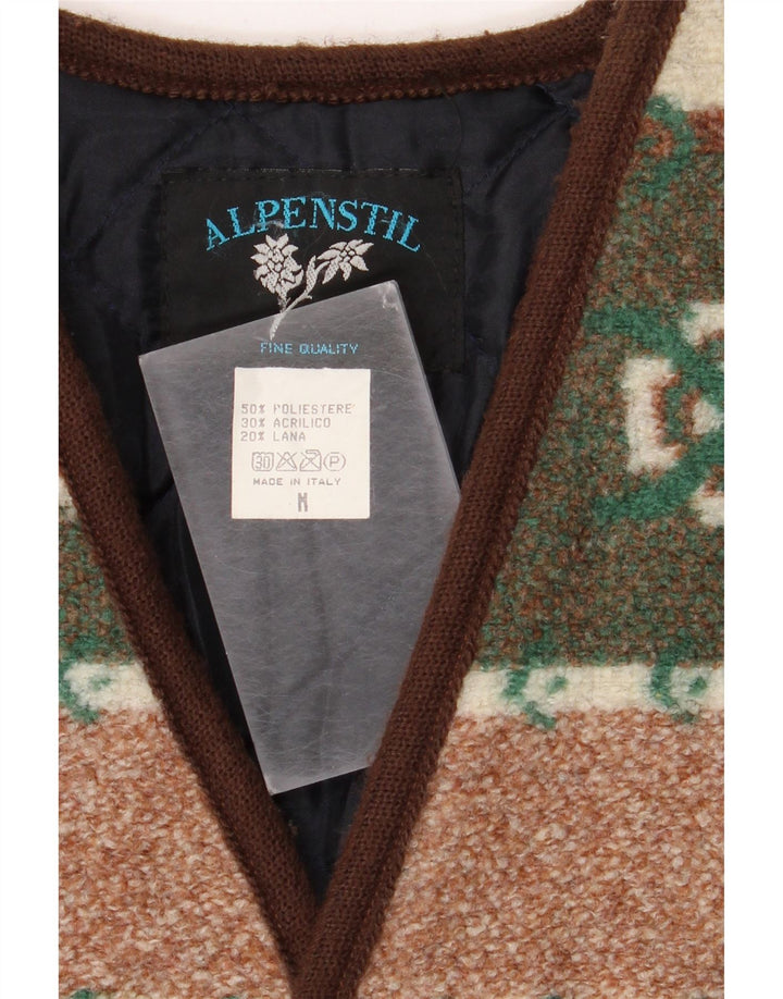 Vintage Herre Gilet UK 38 Medium Flerfarvet Geometrisk Polyester