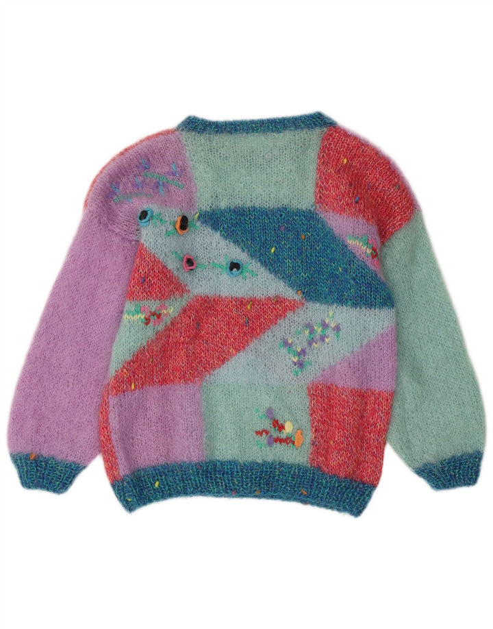 Vintage Dame Crew Neck Jumper Sweater UK 16 Large Multicolor