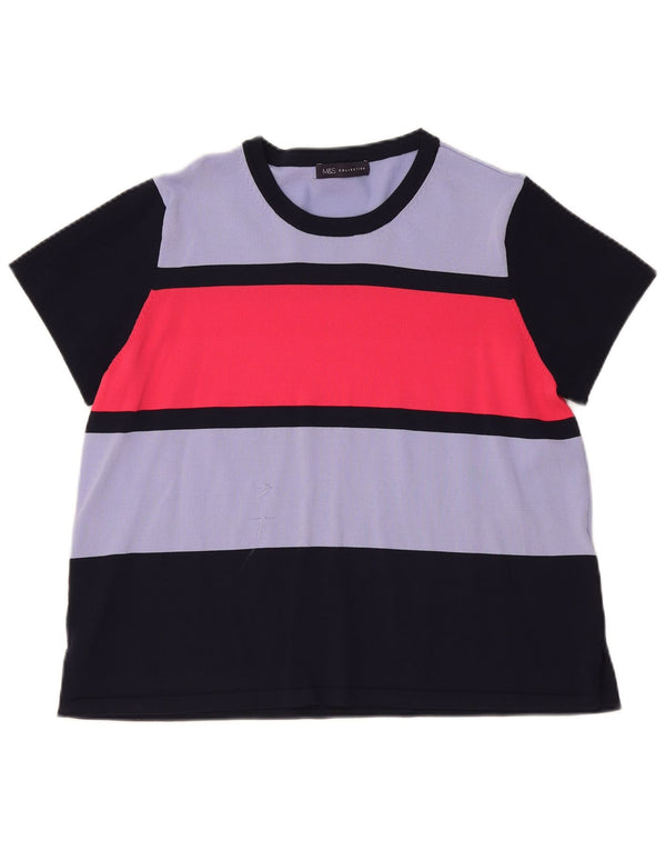 Marks & Spencer T-shirt top til kvinder UK 20 2XL flerfarvet stribet