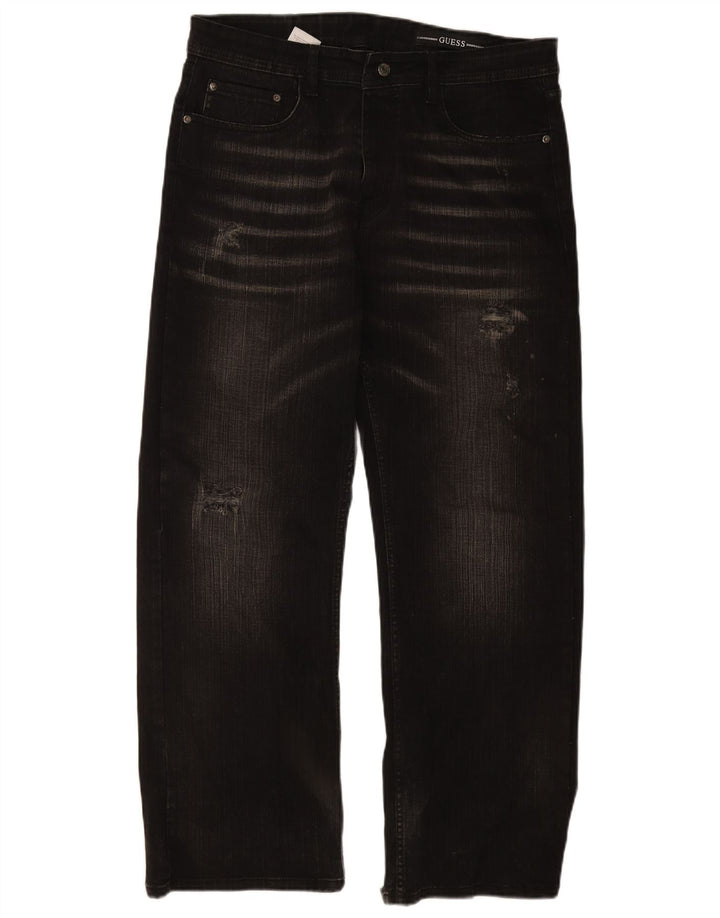 GUESS Straight jeans til mænd W36 L30 Sort bomuld