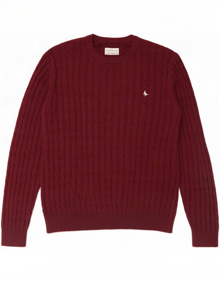 Jack Wills Herre Crew Neck Jumper Sweater Medium Burgundy Uld