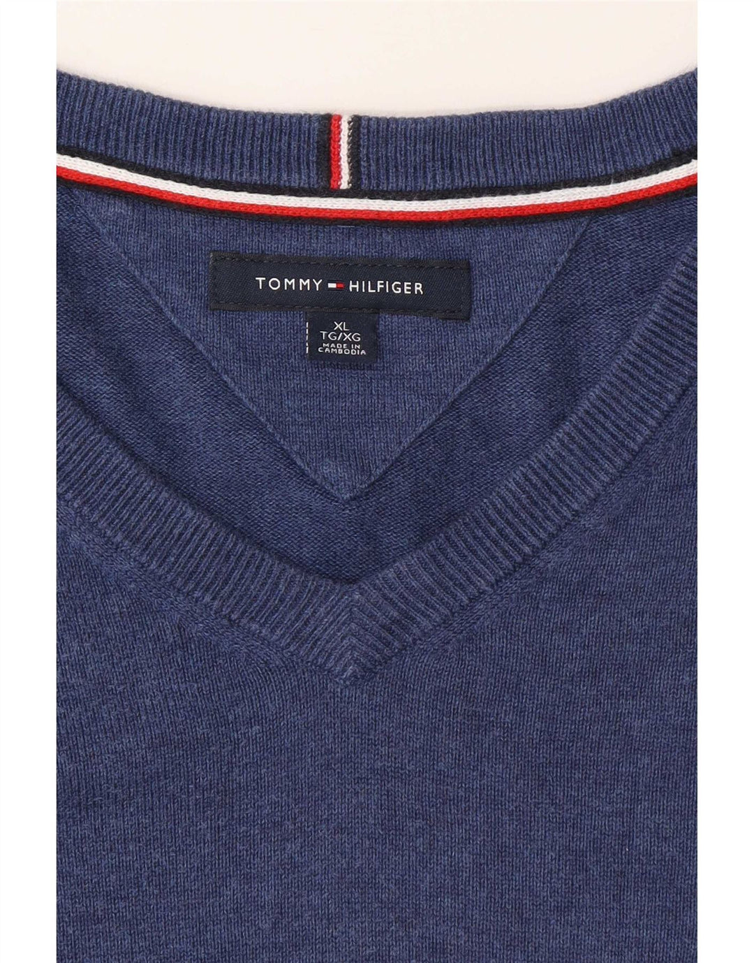 Tommy Hilfiger Herre V-hals sweater XL Blå Klassisk