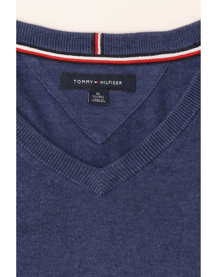 Tommy Hilfiger Herre V-hals sweater XL Blå Klassisk