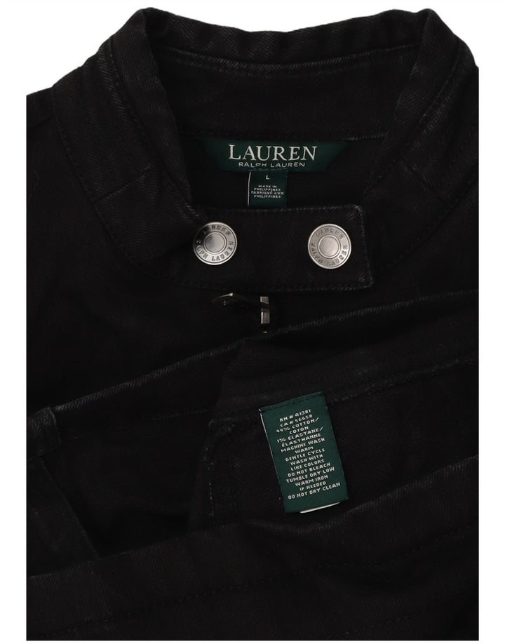 Ralph Lauren Womens Bomber Jacket UK 16 Large Black Bomuld