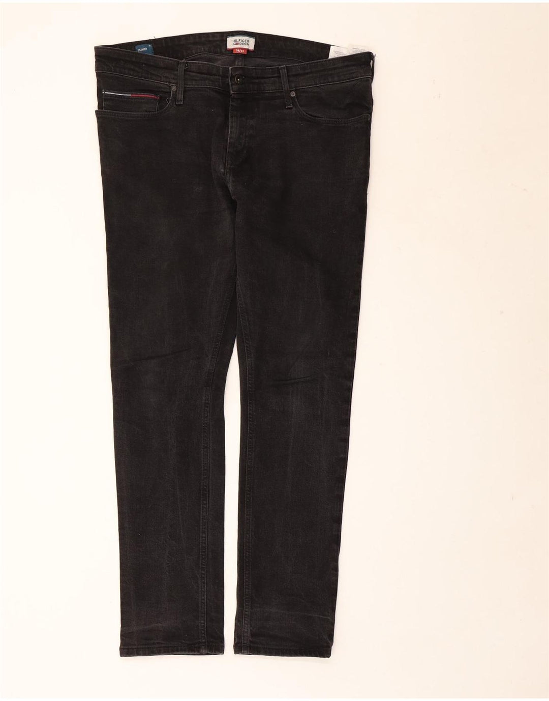 TOMMY HILFIGER Skinny Jeans til mænd W38 L32 Sort bomuld