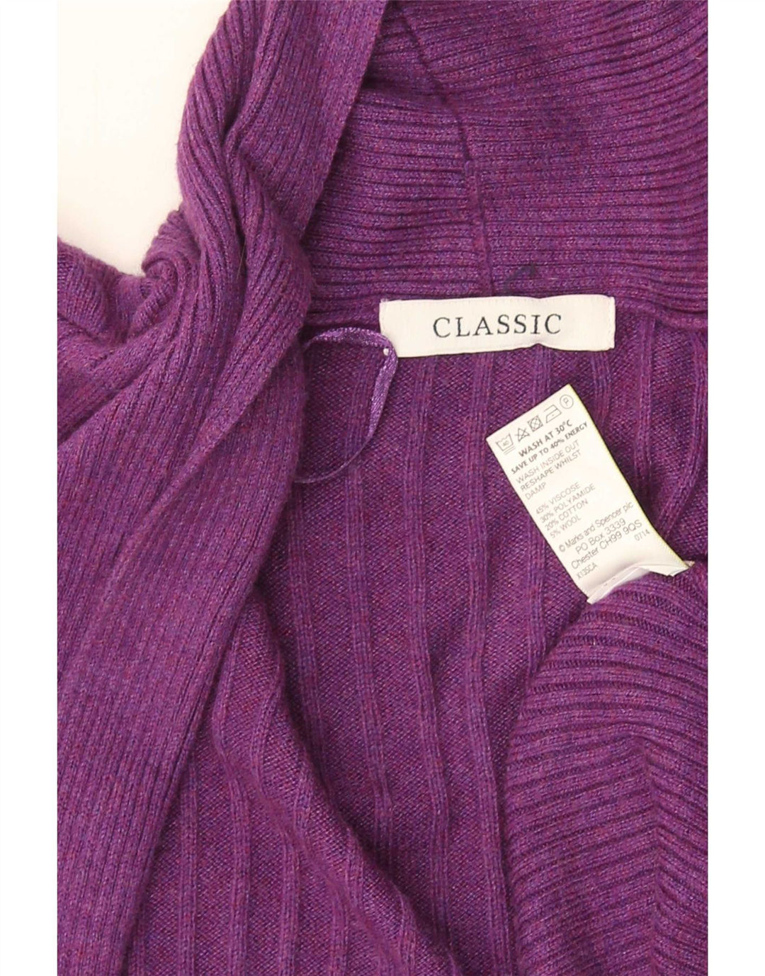 Marks & Spencer Womens Open Cardigan Sweater UK 14 Medium Purple Viscose