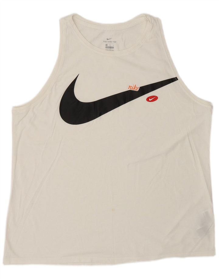 Nike Herre Dri Fit Grafisk Vest Top Medium Hvid Bomuld