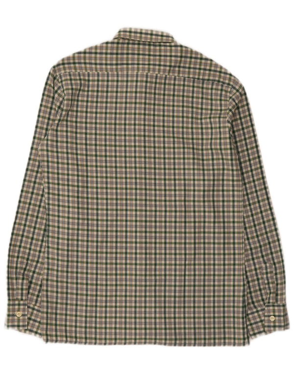 Vintage Mens Flannel Shirt Small Green Check Polyester