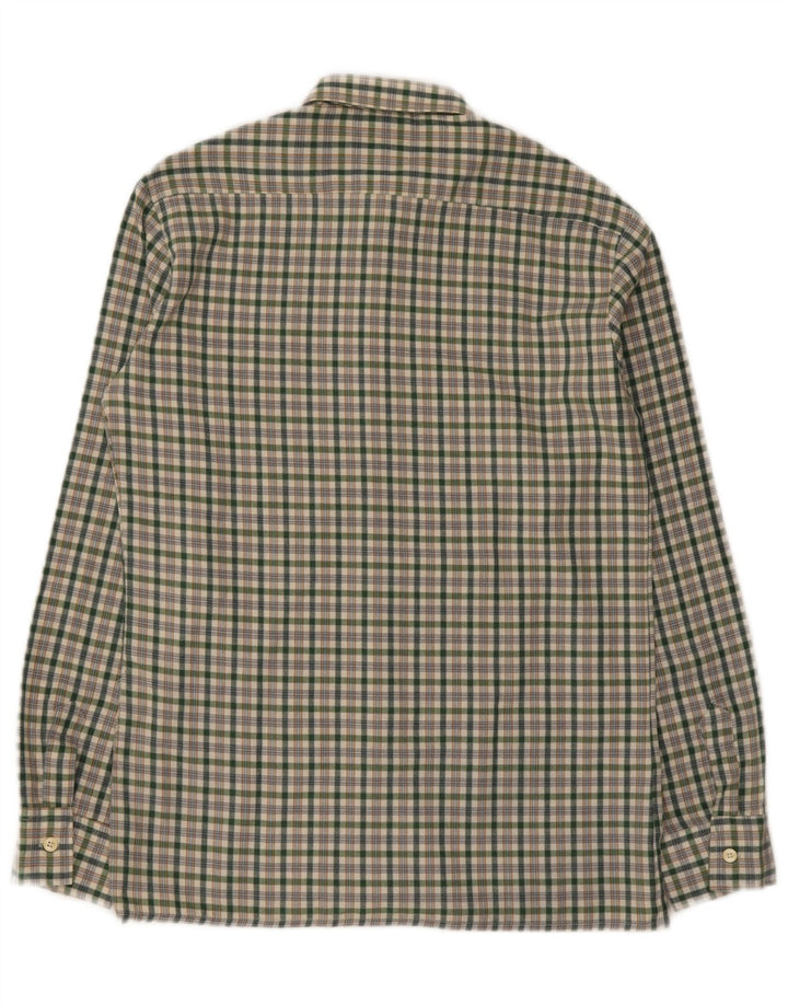 Vintage flannelskjorte til mænd, lille grøn ternet polyester