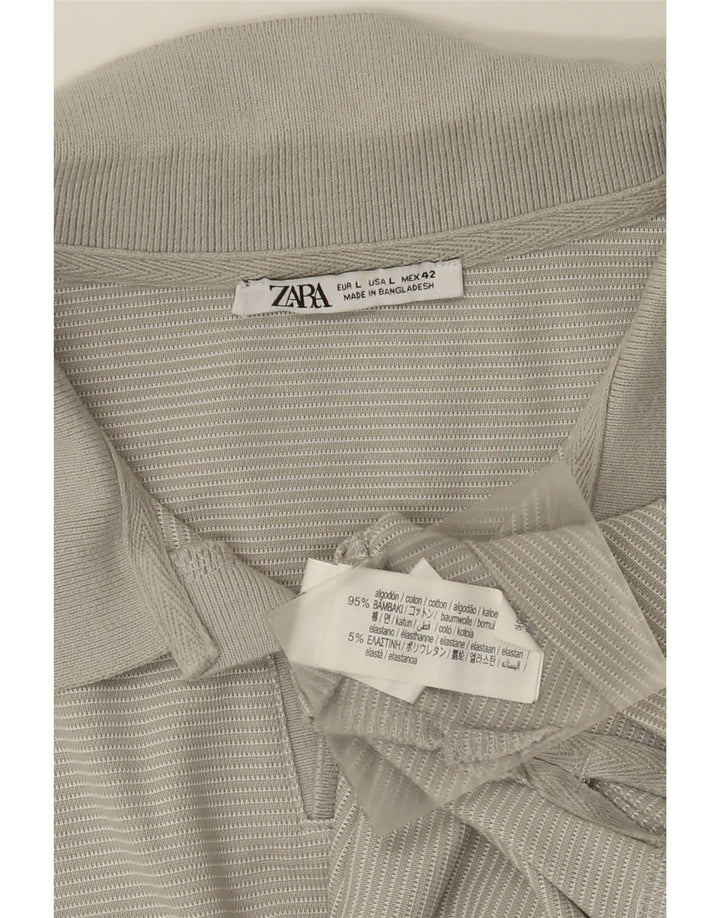 Zara herre poloshirt, stor grå nålestribet bomuld