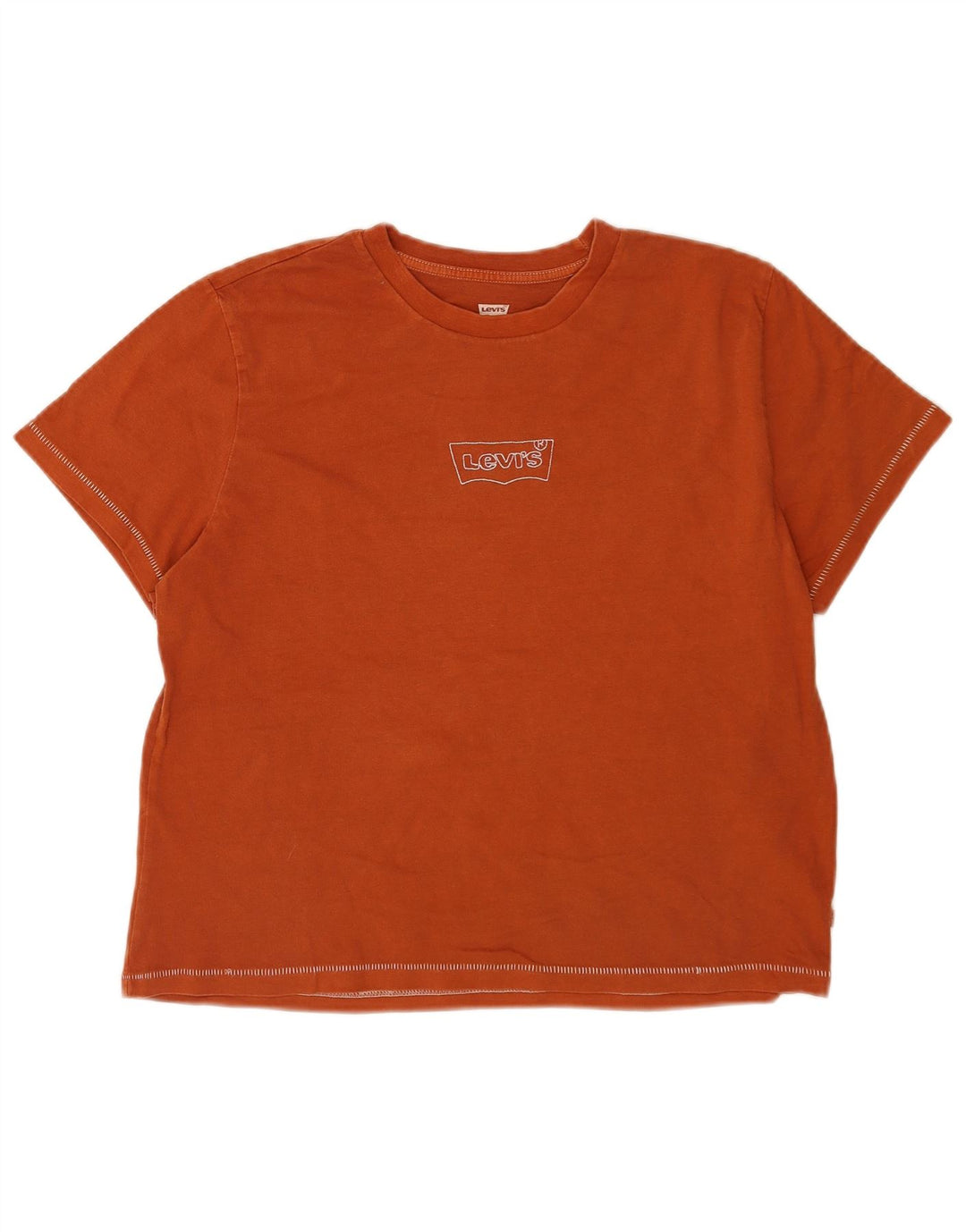 Levi's Dame T-Shirt Top UK 14 Medium Orange Bomuld