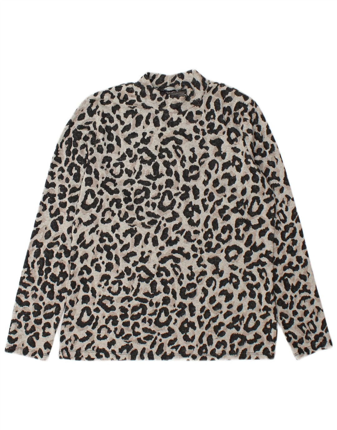 Oasis Dame Top Langærmet UK 14 Medium Grey Animal Print Polyester