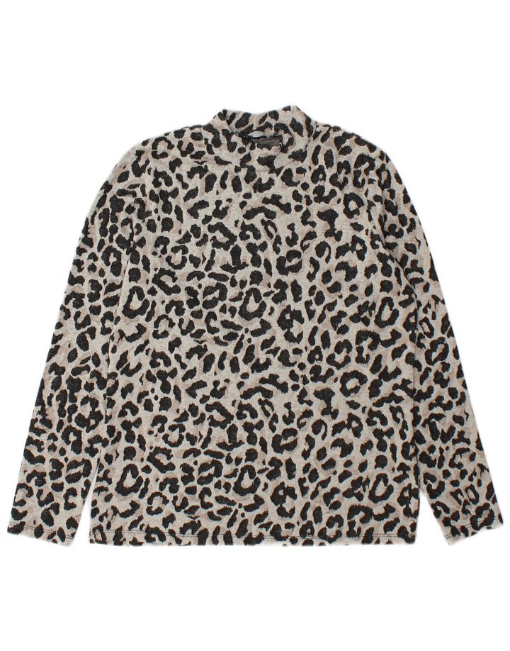 Oasis Dame Top Langærmet UK 14 Medium Grey Animal Print Polyester