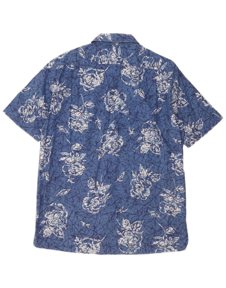 Naracamicee Kortærmet Herreskjorte Medium Blue Floral Bomuld