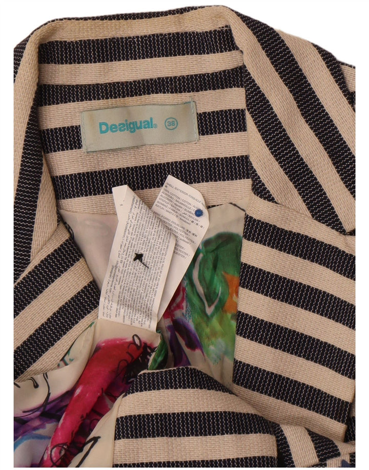 Desigual Dame grafisk blazerjakke EU 38 Mellem marineblå stribet