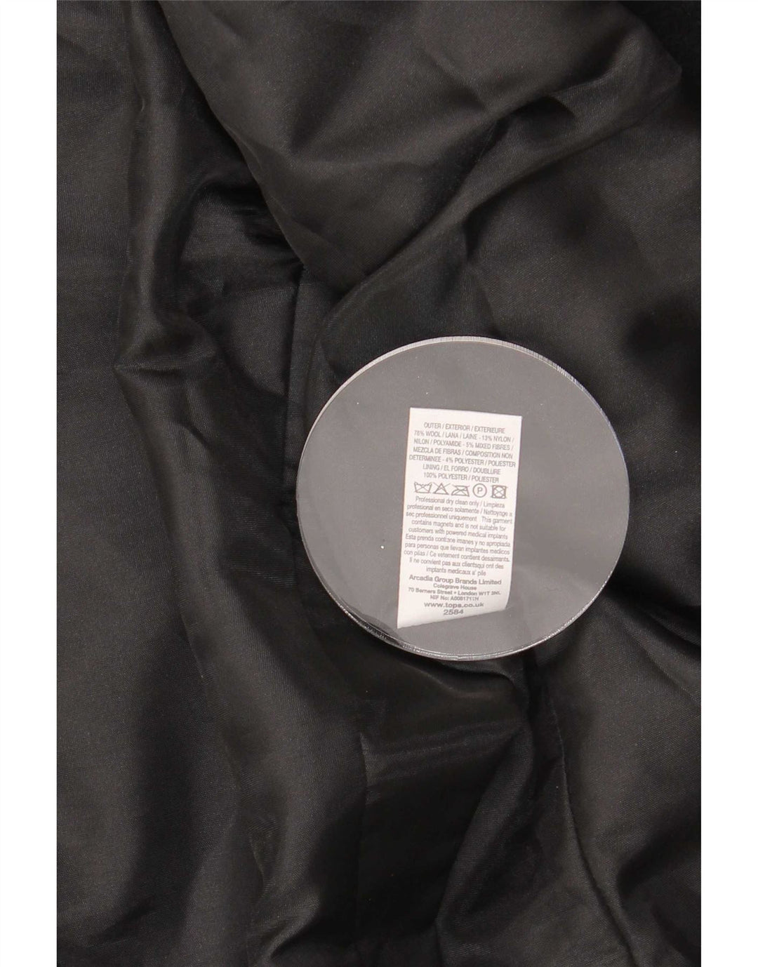 Topshop Dame Blazer Jacket UK 12 Medium Sort Uld