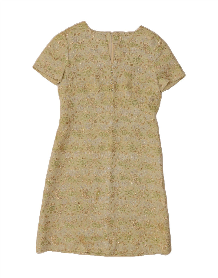 VINTAGE Womens Sheath Dress UK 12 Medium Yellow Floral Vintage Vintage and Second-Hand Vintage from Messina Hembry 