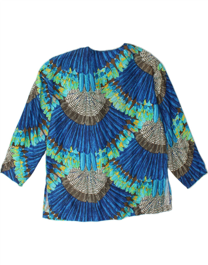 VINTAGE Womens Abstract Pattern Shirt Blouse UK 14 Medium Blue Viscose Vintage Vintage and Second-Hand Vintage from Messina Hembry 