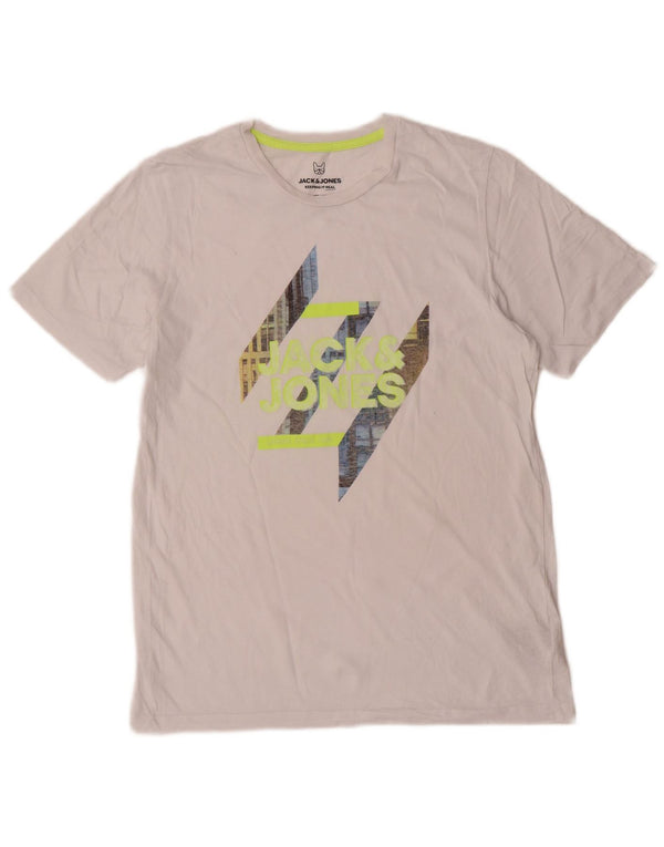 Jack & Jones Boys Grafisk T-Shirt Top 15-16 År Hvid Bomuld