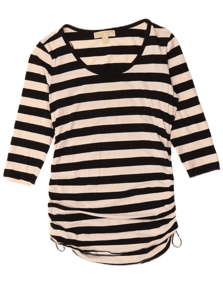 Michael Kors Dame Top 3/4 ærmer UK 12 Mellem sort stribet bomuld