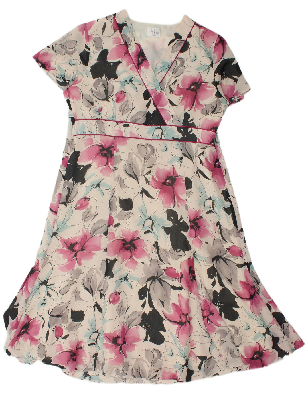 Eastex Dame A-Line Kjole UK 14 Large Multicolored Floral Polyester