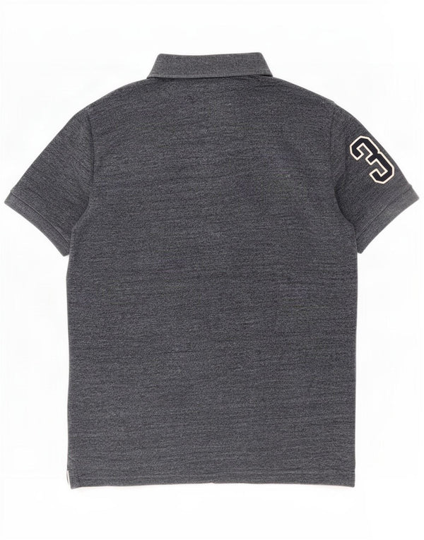 Superdry grafisk poloshirt til mænd, stor grå flækket bomuld