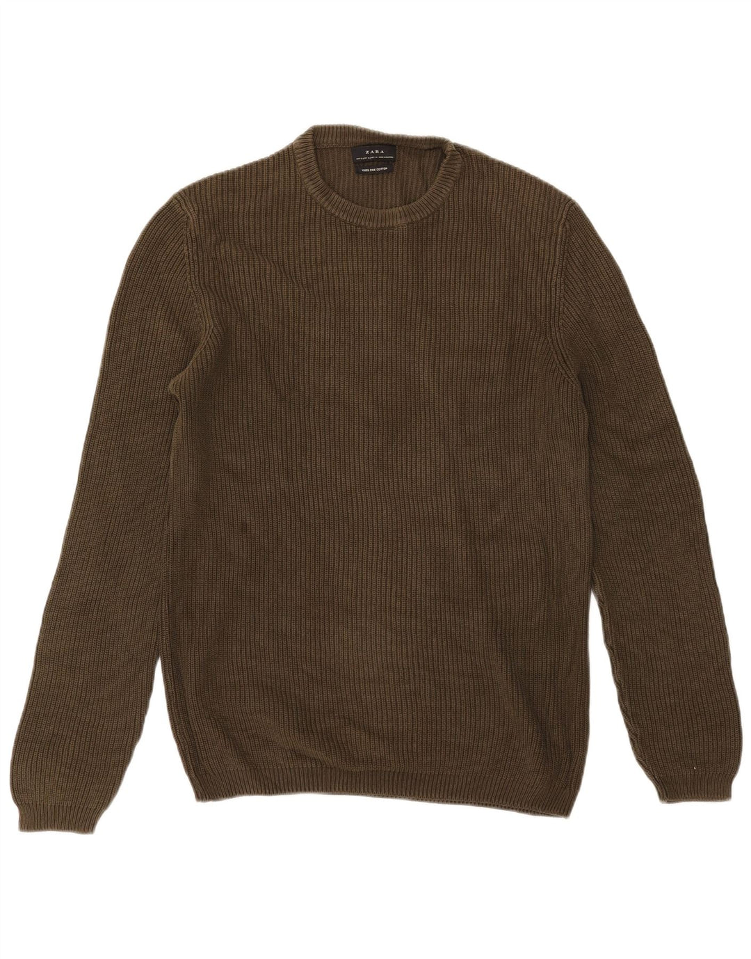 Zara Herre sweater med rund hals XL Khaki Bomuld