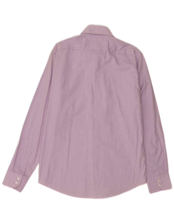 Hugo Boss Herre Regular Fit Skjorte Størrelse 4015 3/4 Medium Lilla Bomuld