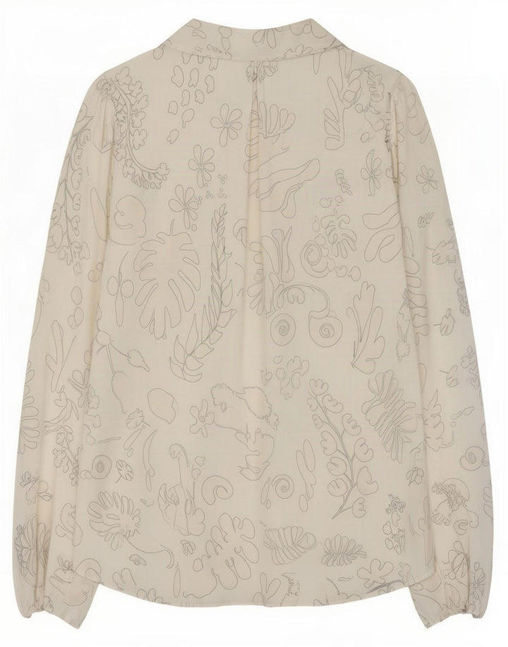 RIXO Dame Pullover Sløjfe Bluse UK 14 Medium White Floral Viscose