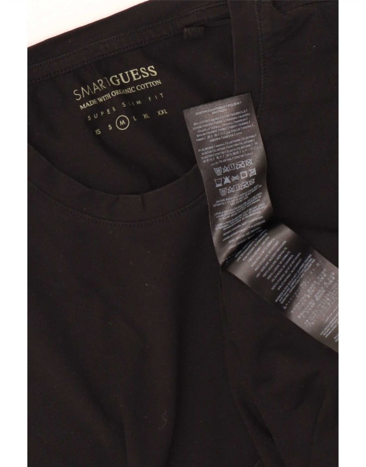 Guess Herre Super Slim Fit T-Shirt Top Medium Sort Bomuld