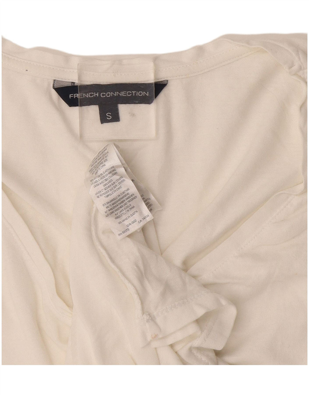 French Connection Dame T-Shirt Top UK 10 Lille Hvid Bomuld