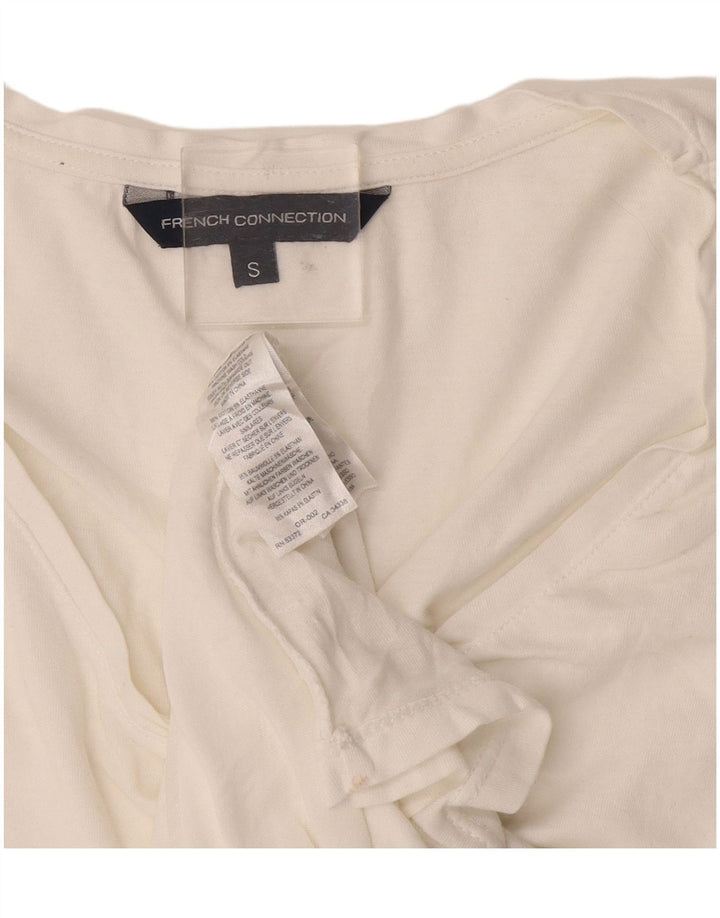 French Connection Dame T-Shirt Top UK 10 Lille Hvid Bomuld