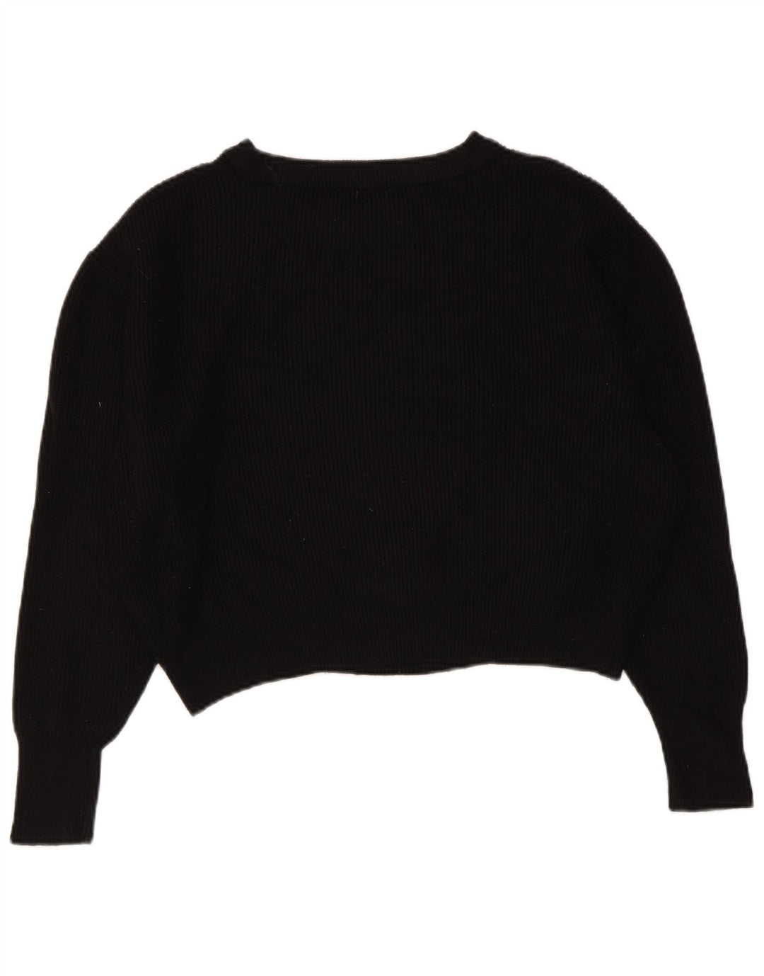ZARA Womens Crop Oversized Boat Neck Jumper Sweater UK 14 Medium Black