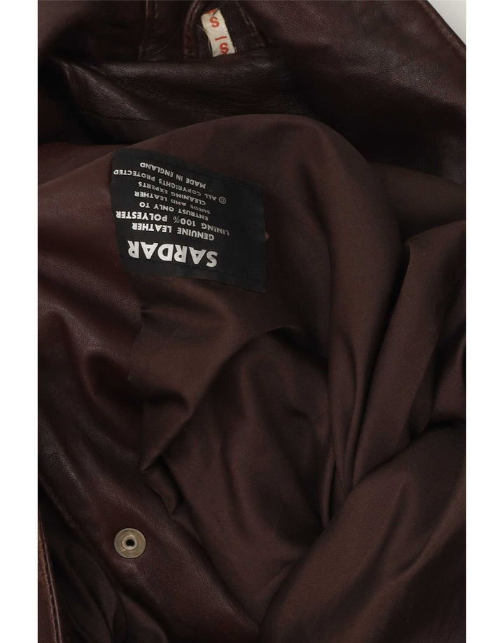 Sardar Dame Oversized Læderfrakke UK 10 Lille Brun