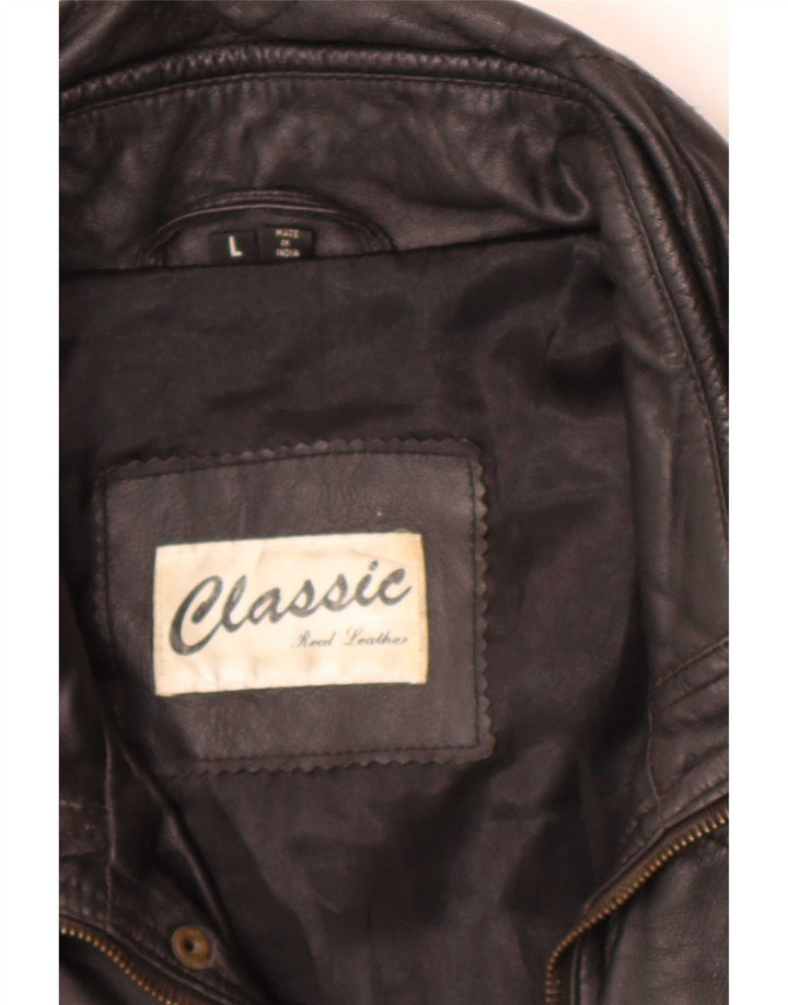 CLASSIC Herre Læderjakke UK 40 Large Sort