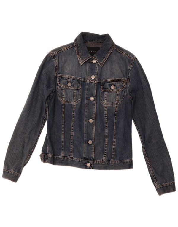 SISLEY Dame denimjakke UK 10 Lille marineblå bomuld