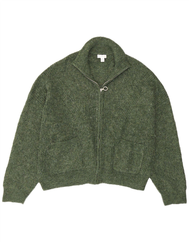 Topshop Kvinder Oversized Cardigan Sweater UK 14 Medium Grøn Akryl