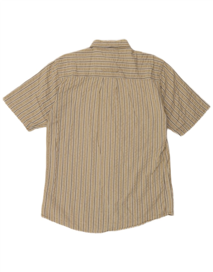 Angelo Litrico Kortærmet Herreskjorte Medium Beige Stribet Bomuld
