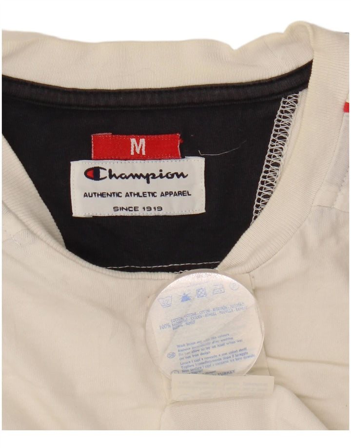 Champion Herre grafisk T-shirt Top Medium White Colourblock Bomuld