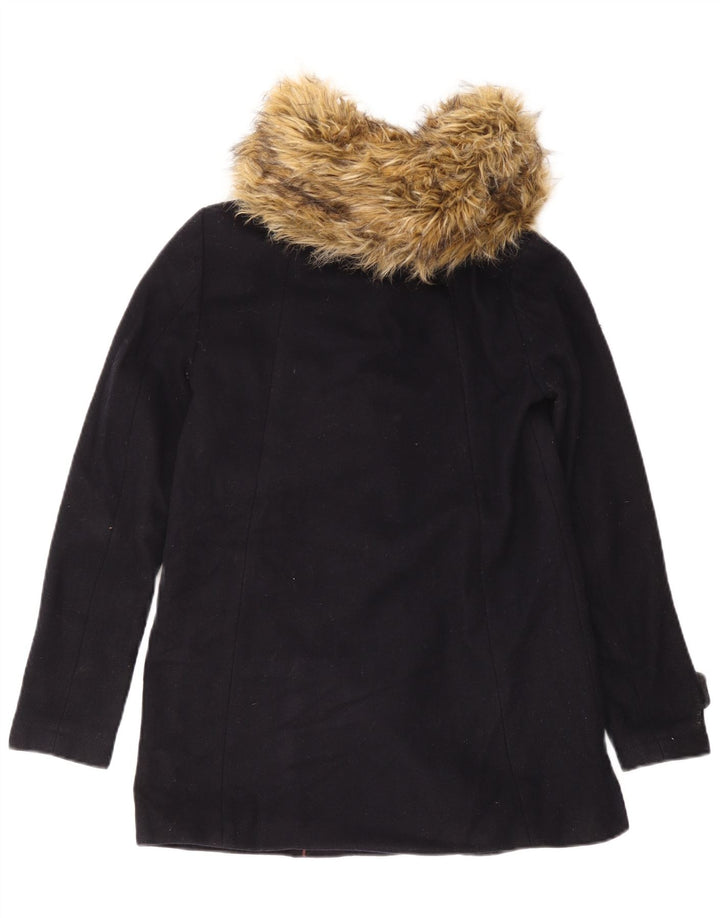 SUPERDRY Duffle Coat med hætte til kvinder UK 6 XS Marineblå Uld