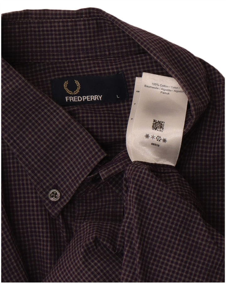FRED PERRY Herreskjorte Stor lilla Gingham Bomuld