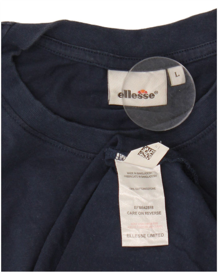 ELLESSE Kvinder Grafisk Vest Top UK 16 Large Navy Blue Bomuld