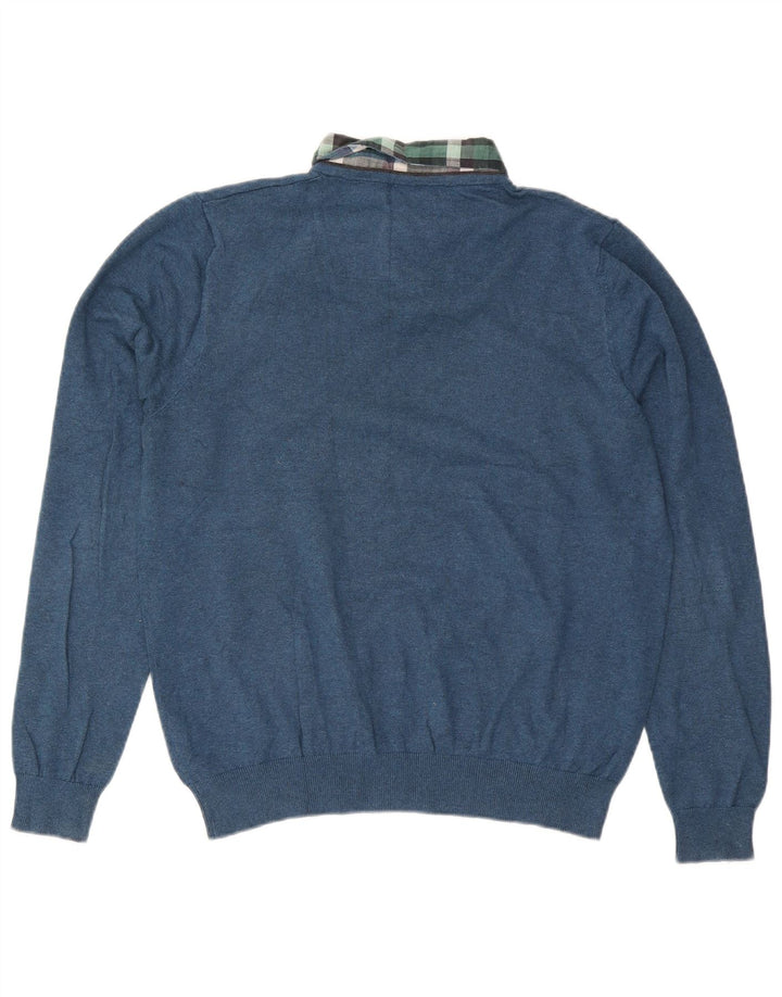 Marks & Spencer Herre Regular Fit V-hals sweater mellemblå bomuld