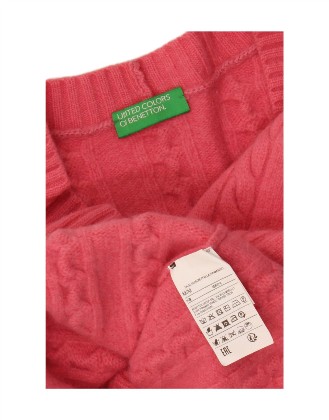 BENETTON Womens Crop Cardigan Sweater UK 14 Medium Pink Uld