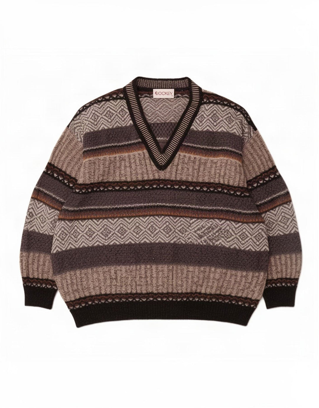 Jockey Herre V-hals sweater Stor grå stribet uld